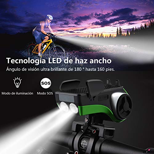 Altavoz Bluetooth,UPPEL Bluetooth Speaker, Altavoces Portatiles Bici Bluetooth V4.0 Altavoz+4400mAh Banco de energía+Luces+Timbre+Soporte telefónico+Manos Libres Llamadas 6 en 1 Diseño Multifuncional