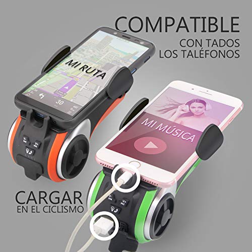 Altavoz Bluetooth,UPPEL Bluetooth Speaker, Altavoces Portatiles Bici Bluetooth V4.0 Altavoz+4400mAh Banco de energía+Luces+Timbre+Soporte telefónico+Manos Libres Llamadas 6 en 1 Diseño Multifuncional