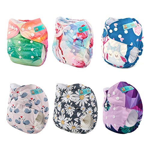 Alva baby cada paquete tiene 6pcs pañal y 2 inserciones ajustado pañal lavable de tela (color para niños 3) 6DM03-ES