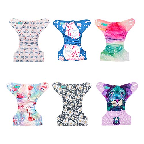 Alva baby cada paquete tiene 6pcs pañal y 2 inserciones ajustado pañal lavable de tela (color para niños 3) 6DM03-ES