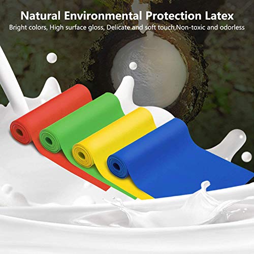 Alviller Bandas Elasticas Fitness 4 Piezas|200 x 15 cm, Resistencia Bandas de Ejercicios Cintas Elastica de Resistencia con Nivel de Marca (Ligero, Mediano, Pesado, X-Pesado) para Pilates Yoga