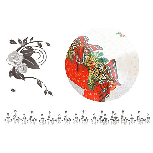 Amacoam Mantel de Navidad Tela Mantel Antimanchas Rectangular Lavable Patrón de Arco Manteles Mesa Rojo y Blanco Decoraciones de Mesa Decoración de Navidad Decoracion Hogar 150x180 cm