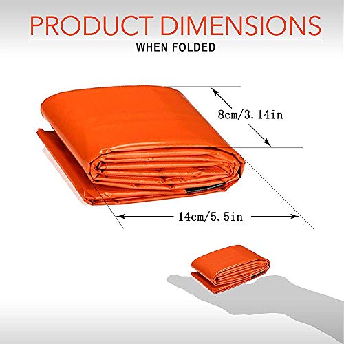 Amaoma Manta Termica Supervivencia Reutilizable Saco de Dormir de Emergencia Saco de Dormir de Supervivencia Impermeable Manta Aislamiento Térmico Manta de Emergencia Bolsa de Dormir Naranja