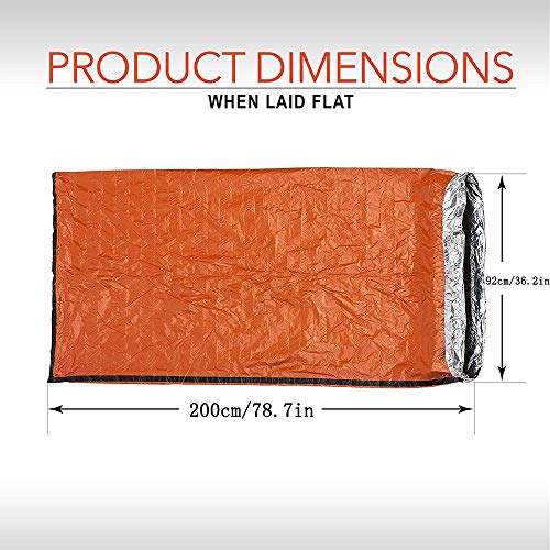 Amaoma Manta Termica Supervivencia Reutilizable Saco de Dormir de Emergencia Saco de Dormir de Supervivencia Impermeable Manta Aislamiento Térmico Manta de Emergencia Bolsa de Dormir Naranja