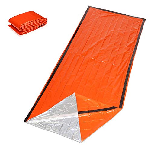 Amaoma Manta Termica Supervivencia Reutilizable Saco de Dormir de Emergencia Saco de Dormir de Supervivencia Impermeable Manta Aislamiento Térmico Manta de Emergencia Bolsa de Dormir Naranja