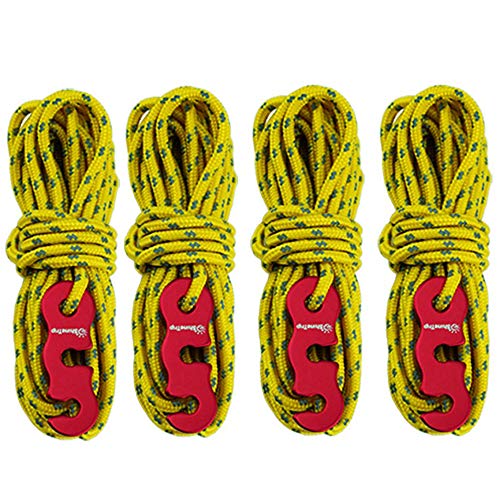 Amaoma Tensores Reflectantes Tensores de Tiendas Cuerda Nylon 3mm Accesorios Tienda de Campaña con Ajustador de Aluminio Tensores Camping para Acampada y Senderismo al Aire Libre 4 Piezas 4m