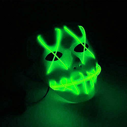 Amasawa LED Máscaras Adultos Cosplay Sin Batería con 4 Modos para Halloween la Fiesta de Disfraces la Navidad (Verde)
