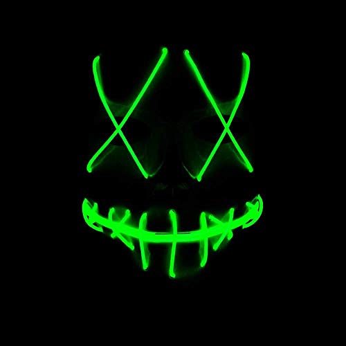 Amasawa LED Máscaras Adultos Cosplay Sin Batería con 4 Modos para Halloween la Fiesta de Disfraces la Navidad (Verde)