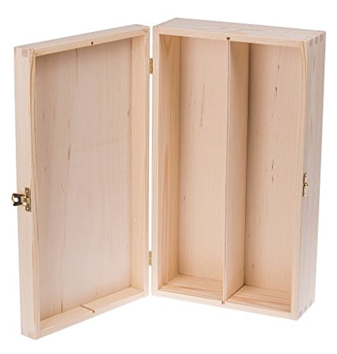 Amazinggirl Cajas de Madera para vinos - Estuches Vino Caja Madera Regalo con Tapa Pintar decoupage para Dos Botellas