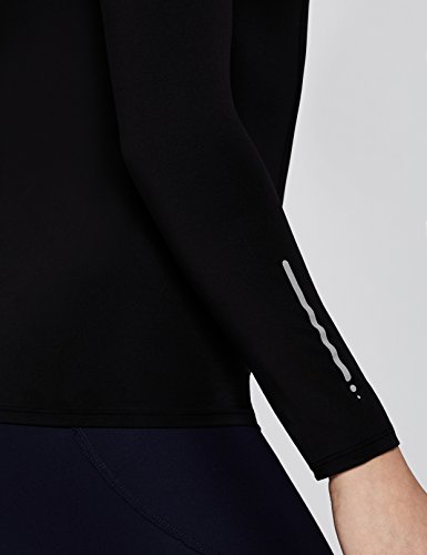 Amazon Brand - AURIQUE Top deportivo de running para mujer, Negro (Black), 42, Label:L