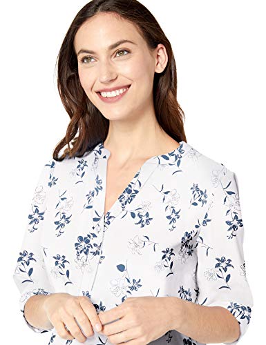 Amazon Essentials - Camisa de manga larga de algodón para mujer, Tropical Indigo, US S (EU S - M)