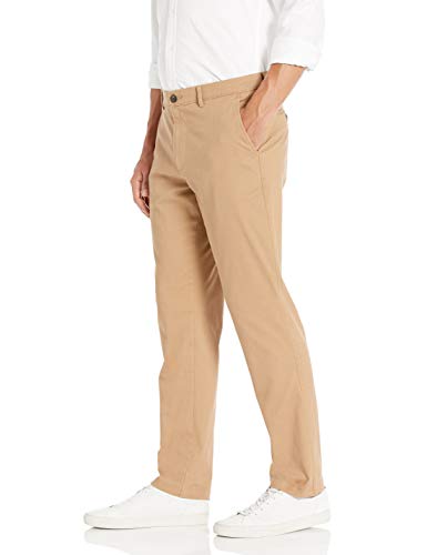 Amazon Essentials - Pantalones chinos elásticos informales de corte atlético, Dark Khaki, 31W x 30L