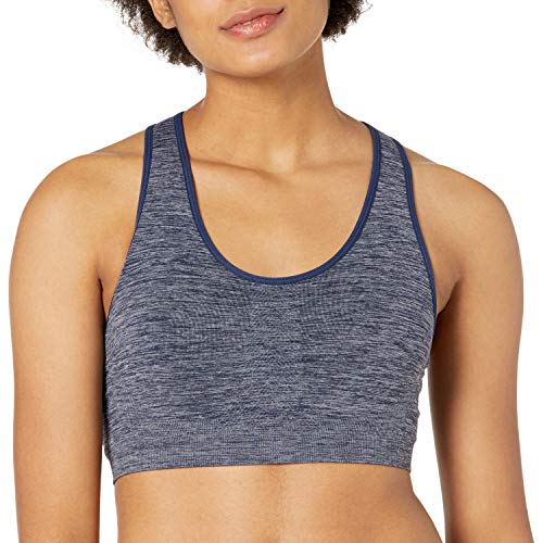 Amazon Essentials Sujetadores Deportivos sin Costuras (2 Unidades) Sports-Bras, Azul Marino/Azul Marino Spacedye, US L (EU L - XL), Pack de 2