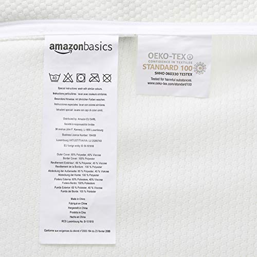 AmazonBasics - Almohada con soporte para cuello de espuma con memoria, de contorno, 60 x 35 x 11/7/11 cm