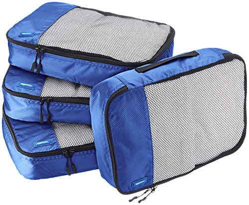AmazonBasics - Bolsas de equipaje medianas (4 unidades), Azul