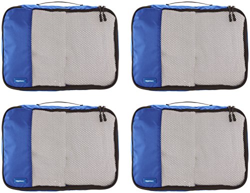 AmazonBasics - Bolsas de equipaje medianas (4 unidades), Azul