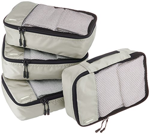 AmazonBasics - Bolsas de equipaje pequeñas (4 unidades), Gris
