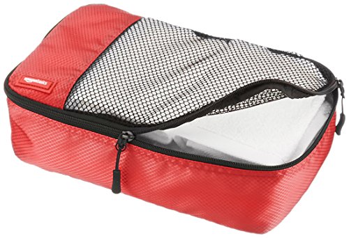 AmazonBasics - Bolsas de equipaje pequeñas (4 unidades), Rojo