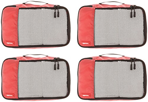 AmazonBasics - Bolsas de equipaje pequeñas (4 unidades), Rojo