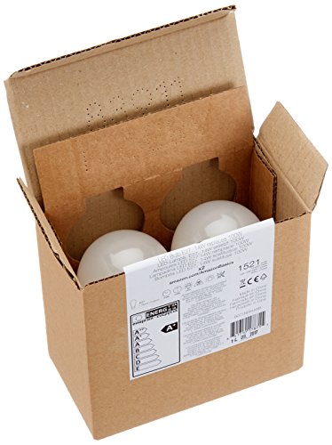 AmazonBasics Bombilla LED Esférica E27, 14W (equivalente a 100W), Blanco Cálido - 2 unidades