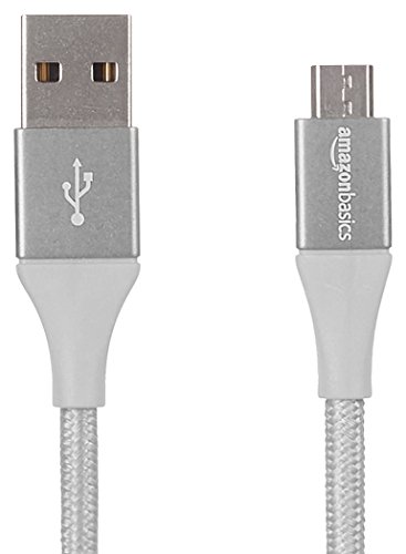 AmazonBasics – Cable USB 2.0 A a micro USB B con trenzado doble | 0,9 m, Plateado