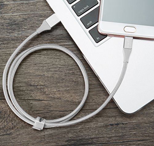 AmazonBasics – Cable USB 2.0 A a micro USB B con trenzado doble | 0,9 m, Plateado