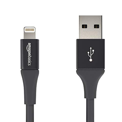AmazonBasics - Cable USB A con conector Lightning, colección premium, 10 cm, Pack de 1 - Negro