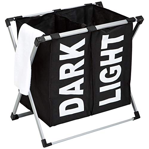 AmazonBasics – Cesta doble para colada, Negro