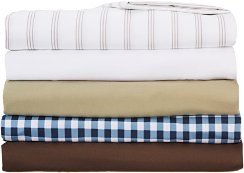 AmazonBasics FTD, Sábanas Ajustables, 160 x 200 x 30 cm, Blanco Brillante