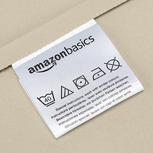 AmazonBasics - Funda de almohada de microfibra, 2 unidades, 50 x 80 cm - Beige
