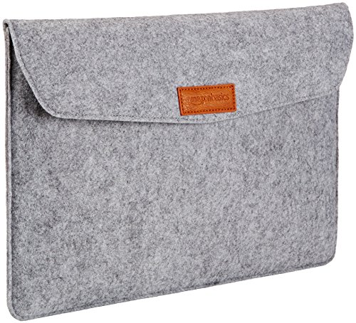 AmazonBasics - Funda de fieltro para portátil de 15,4 pulgadas, color gris claro