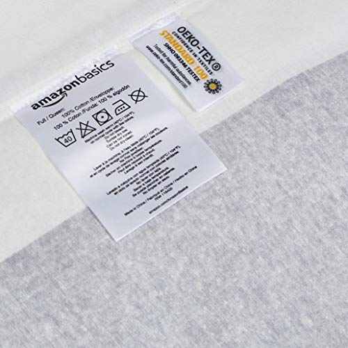 AmazonBasics - Juego de cama de franela con funda nórdica - 230 x 220 cm/50 x 80 cm x 2, Rayas grises