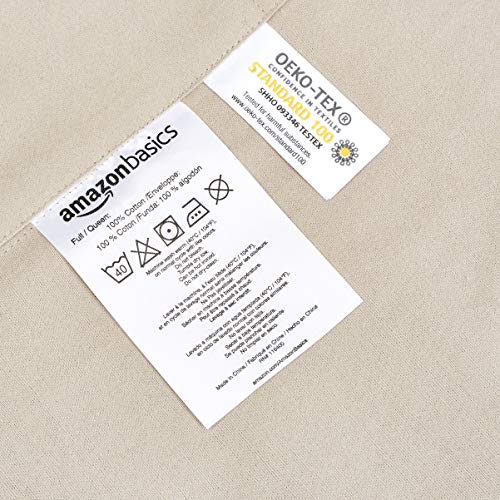 AmazonBasics - Juego de cama de franela con funda nórdica - 230 x 220 cm/50 x 80 cm x 2, Topo