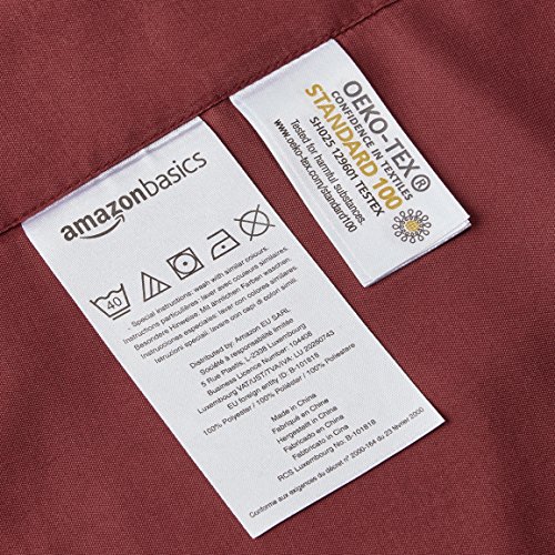 AmazonBasics - Juego de funda nórdica de microfibra ligera de microfibra, 260 x 220 cm, Burdeos a cuadros (Burgundy Simple Plaid)
