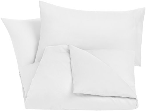AmazonBasics - Juego de funda nórdica de satén de algodón de 400 hilos - 260 x 220 cm/ 50 x 80 cm x 2, Blanco