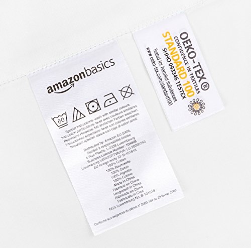 AmazonBasics - Juego de funda nórdica de satén de algodón de 400 hilos - 260 x 220 cm/ 50 x 80 cm x 2, Blanco