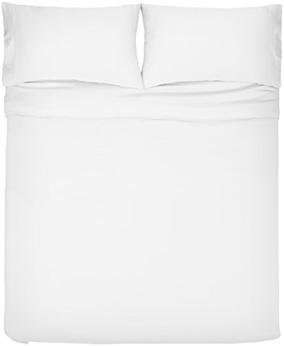 AmazonBasics - Juego de funda nórdica de satén de algodón de 400 hilos - 260 x 220 cm/ 50 x 80 cm x 2, Blanco