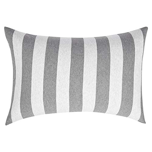 AmazonBasics - Juego de funda nórdica para edredón, diseño de rayas anchas, 135 x 200 cm / 50 x 80 cm, Gris