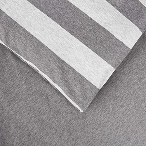 AmazonBasics - Juego de funda nórdica para edredón, diseño de rayas anchas, 135 x 200 cm / 50 x 80 cm, Gris