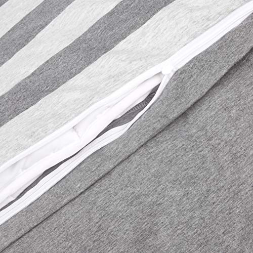 AmazonBasics - Juego de funda nórdica para edredón, diseño de rayas anchas, 135 x 200 cm / 50 x 80 cm, Gris