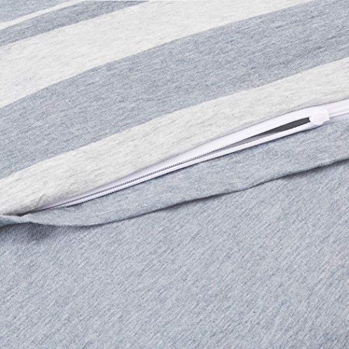 AmazonBasics - Juego de funda nórdica para edredón, diseño de rayas anchas, 220 x 250 cm / 50 x 80 cm, Azul Claro