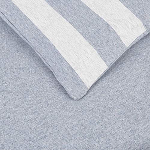 AmazonBasics - Juego de funda nórdica para edredón, diseño de rayas anchas, 220 x 250 cm / 50 x 80 cm, Azul Claro
