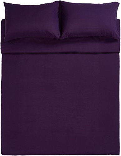 AmazonBasics - Juego de fundas de edredón y de almohada de microfibra, 220 x 250 cm + 2 fundas 50 x 80 cm - Ciruela