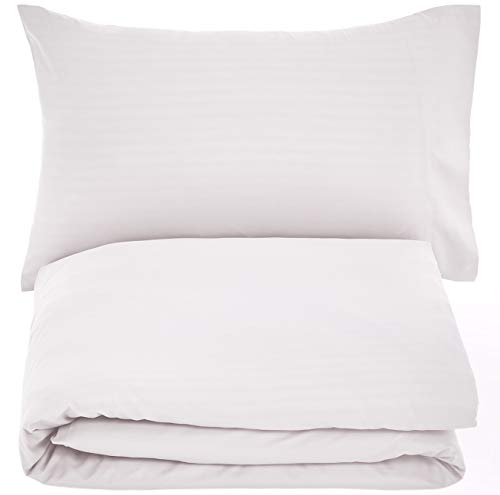 AmazonBasics - Juego de ropa de cama con funda nórdica de microfibra y 1 funda de almohada - 135 x 200 cm, blanco brillante