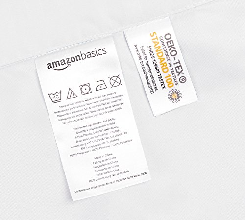 AmazonBasics - Juego de ropa de cama con funda nórdica de microfibra y 1 funda de almohada - 135 x 200 cm, blanco brillante