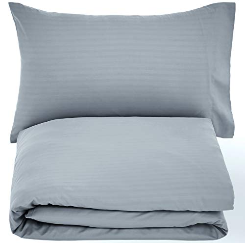 AmazonBasics - Juego de ropa de cama con funda nórdica de microfibra y 1 funda de almohada - 135 x 200 cm, gris scuro