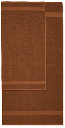 AmazonBasics - Juego de toallas (colores resistentes, 2 toallas de baño y 2 toallas de manos), color marrón