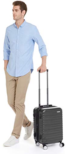 AmazonBasics - Maleta de mano rígida de alta calidad, con ruedas y cerradura TSA incorporada, 55 cm, Negro
