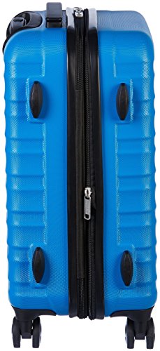 AmazonBasics - Maleta de viaje rígida giratori - 55 cm, Tamaño de cabina, Azul claro