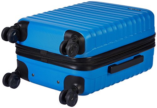 AmazonBasics - Maleta de viaje rígida giratori - 55 cm, Tamaño de cabina, Azul claro